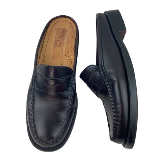 *Bass Weejun Peggy Penny Loafer Shoes Womens Sz 5 Leather Black Comfort Slip On - Picture 1 of 12